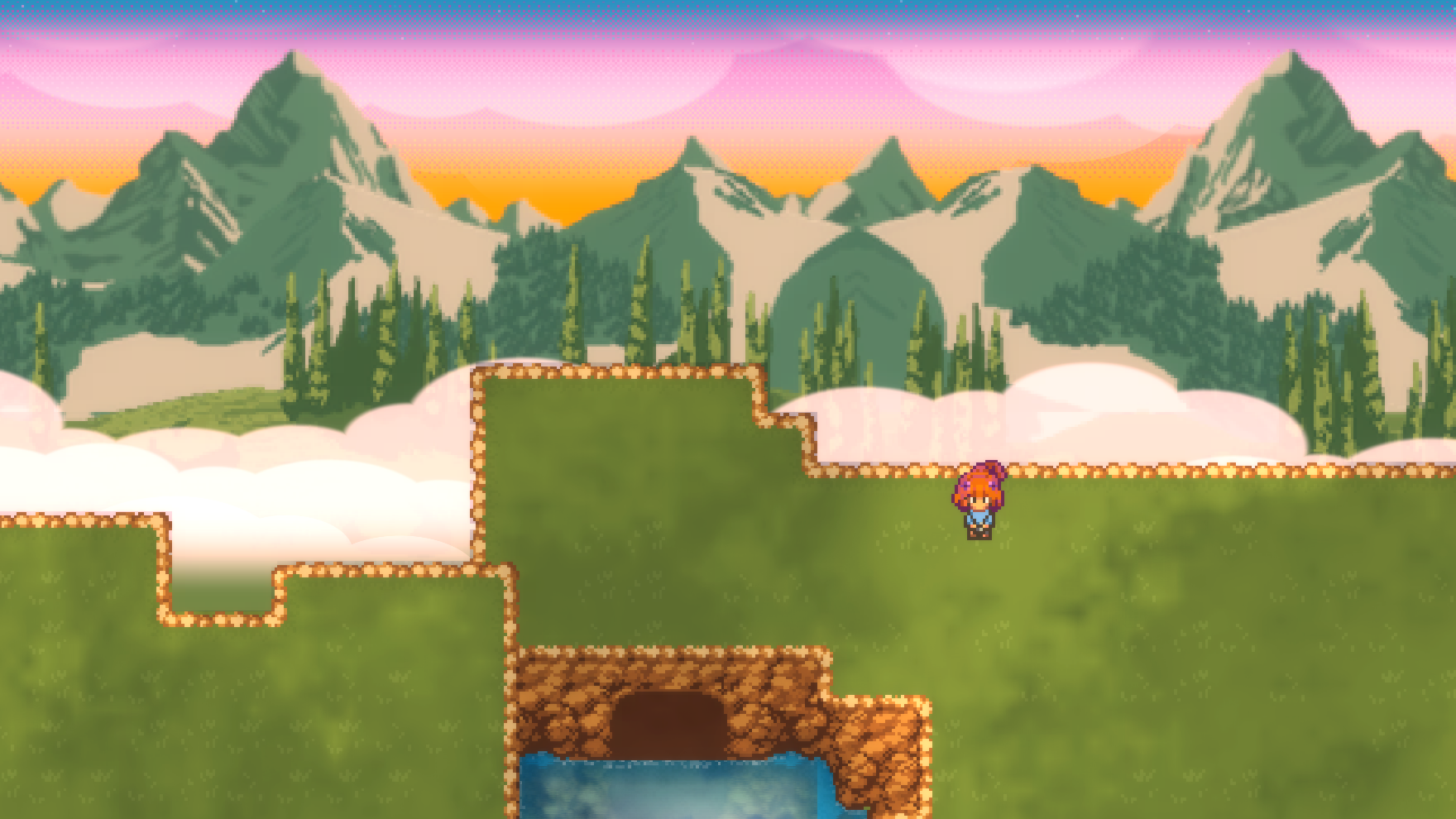 Yuu stands at the north edge of the Lehdakh Highlands, where the meadow gives way to clouds, snow peaks and wooded hills under a dusk sky